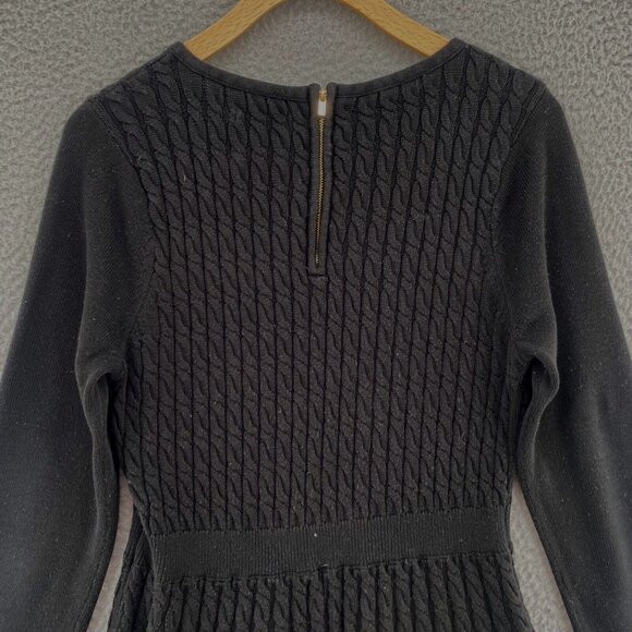 Calvin Klein Dress Womens Large Black Sweater Cable Knit Fit & Flare Long Sleeve - Picture 4 of 10